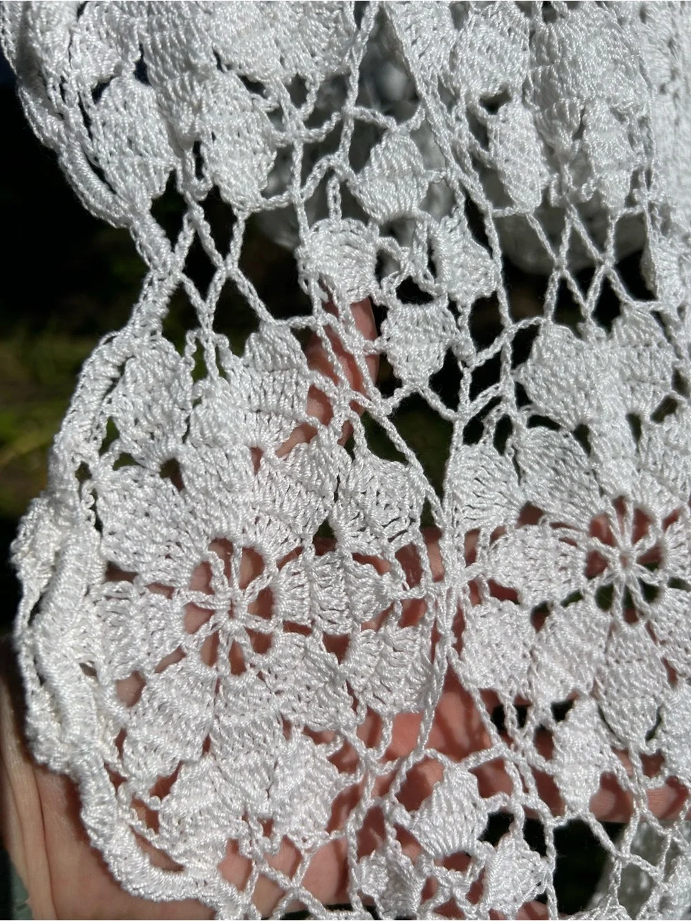 Vintage Bedspread Handmade White Crochet Lace Coverlet Tablecloth 58x79